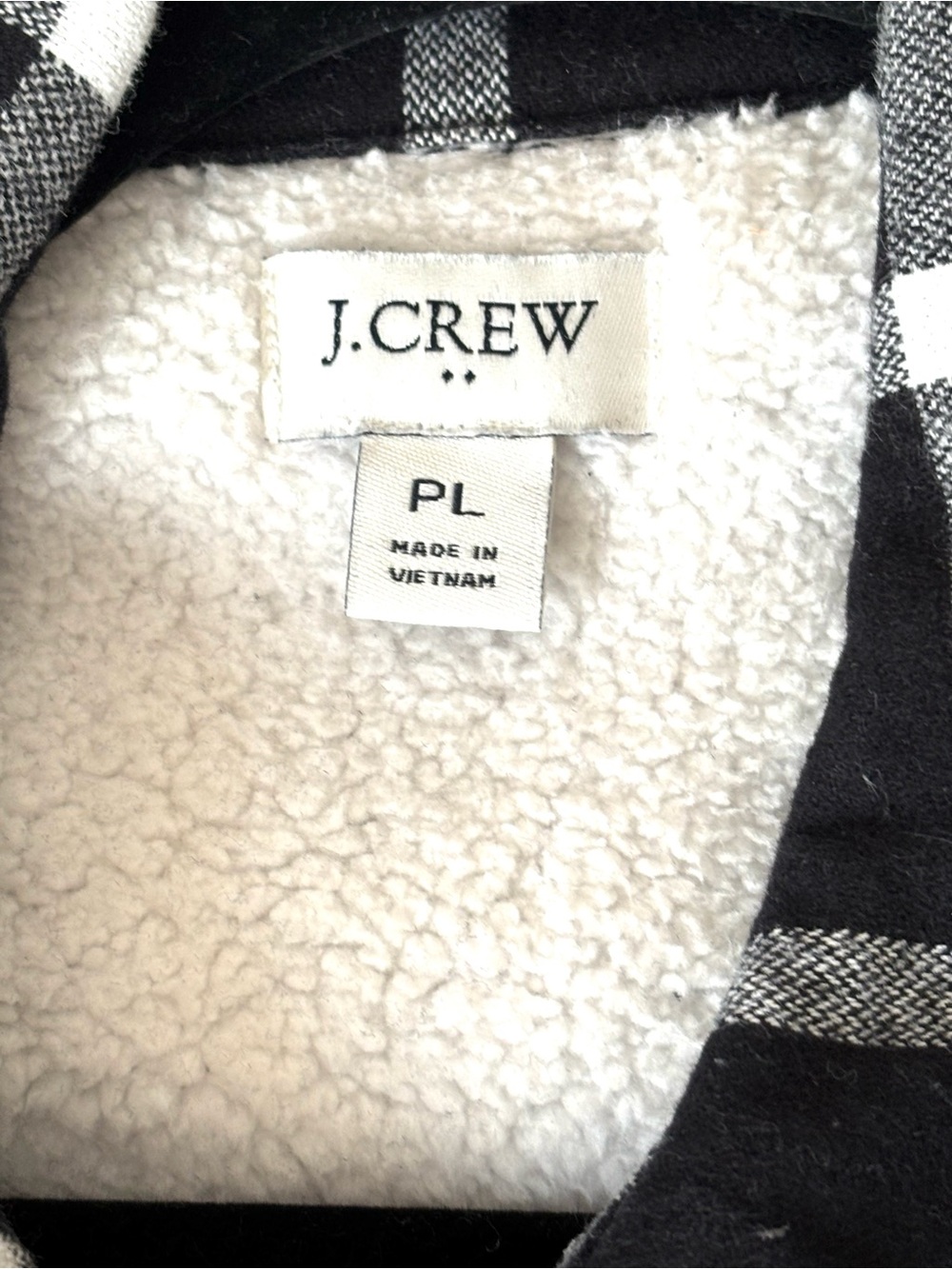 J.Crew Factory Sherpa-Lined Shirt Jacket Black & White Size PL - Picture 4 of 5